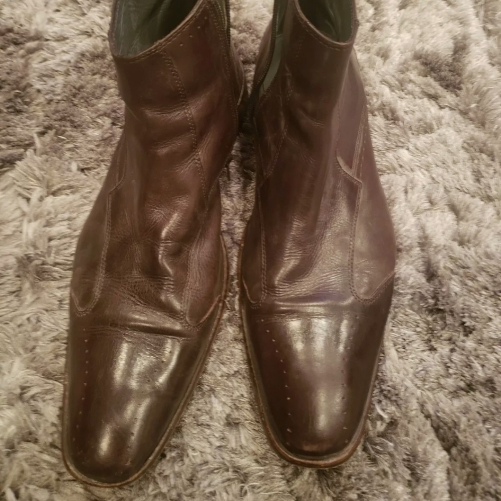 Florsheim Imperial Men’s Leather Zip Ankle Boots Brown Sz 13 (46) Made in Italy